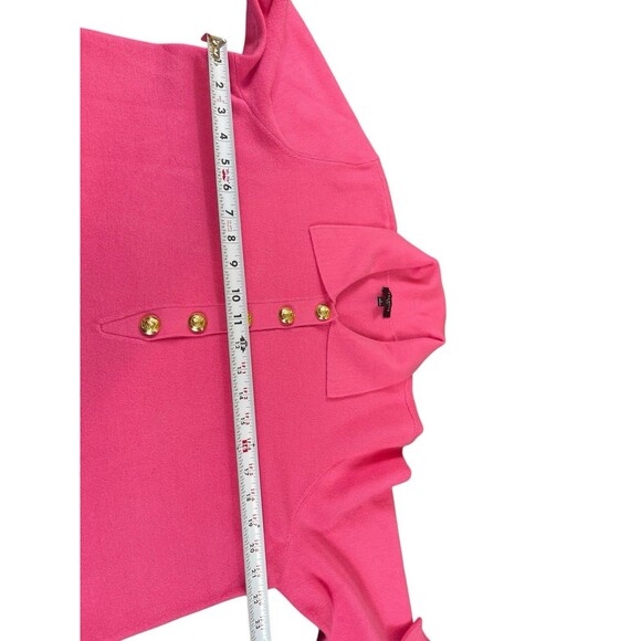 Talbots Plus X Pink Collared Sweater Top Gold Button Preppy Cropped Country Club - Picture 10 of 13